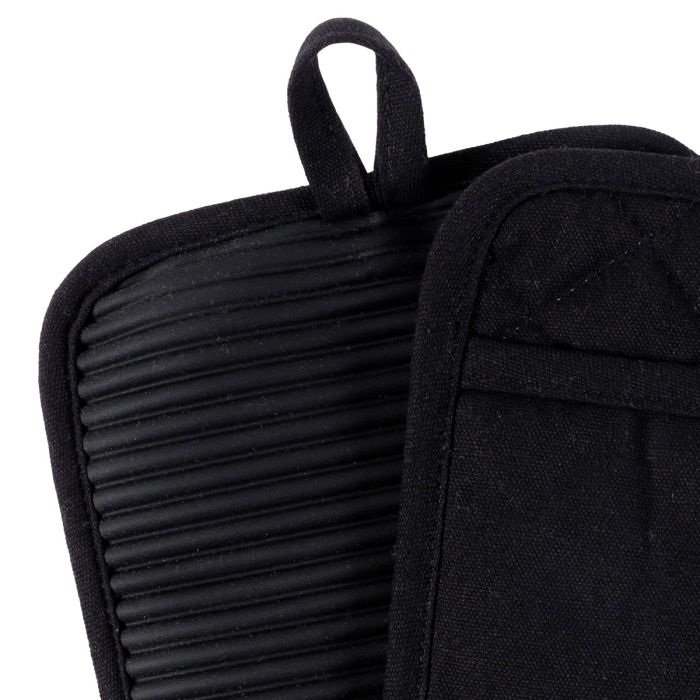 Cat Cora Pot Holder – Heavyweight Exterior | Quilted Lining | Non-Slip Silicone – Black