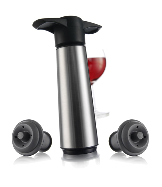 Vacu Vin Stainless Steel Wine Saver Pump With 2 Stoppers