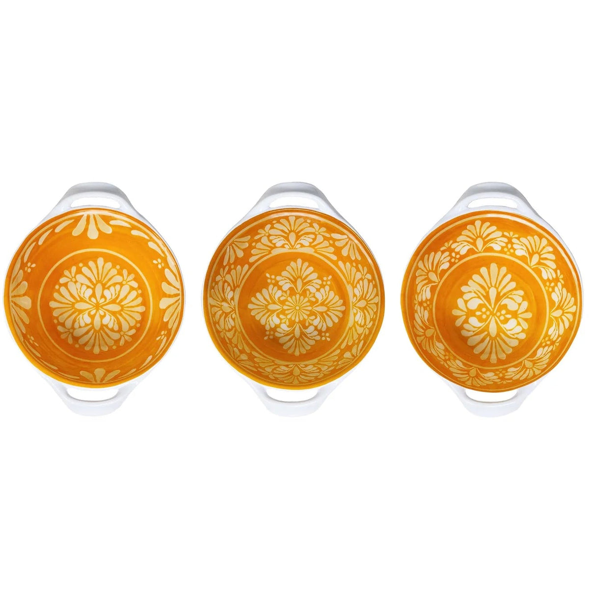 Le Cadeaux Melamine Mini Handled Bowls – Set of 3 – Paloma Orange