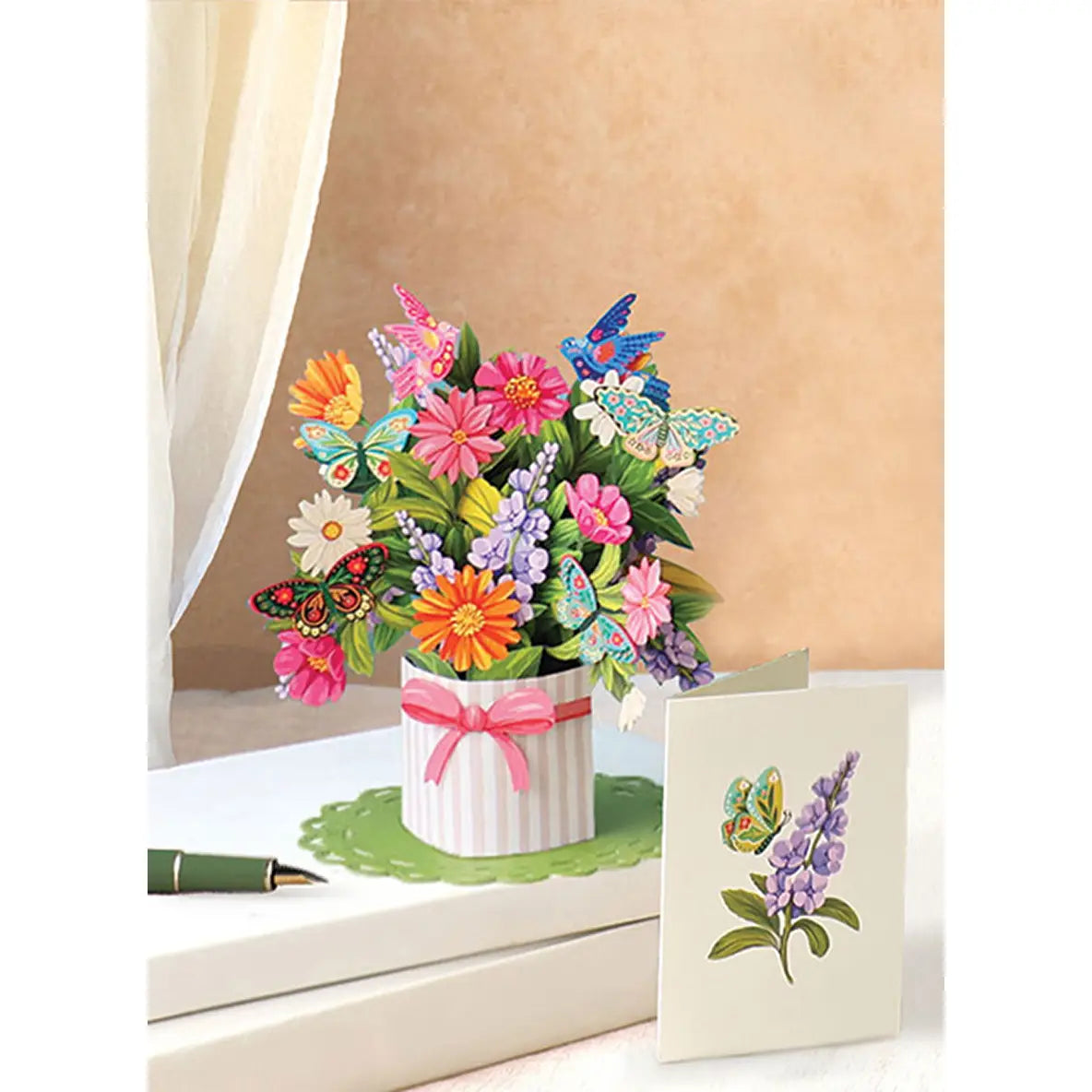 Fresh Cut Paper Mini 3D Pop Up Greeting Note Card –  Enchanted Garden – 6" x 5"