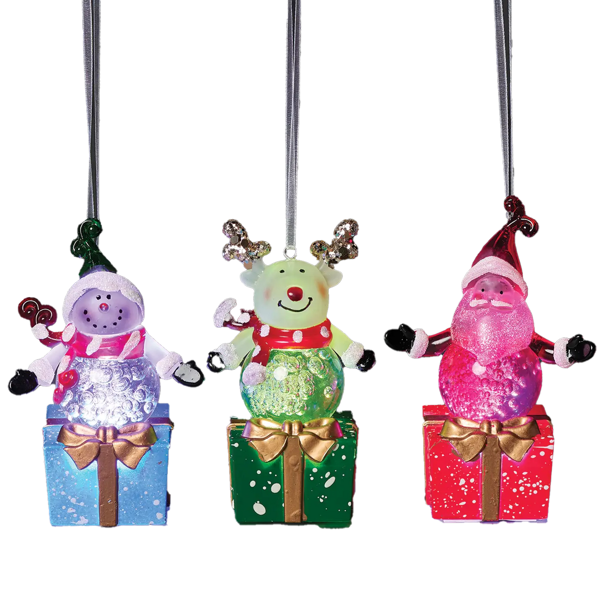 Lighted Present Ornament - 4."H – Assorted Colors – Each Sold Separately