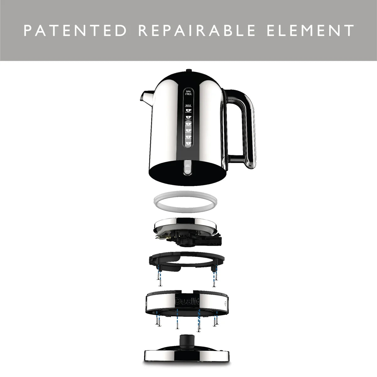 Dualit Classic Quiet Boil Electric Kettle – Polished Stainless Steel – 57 oz