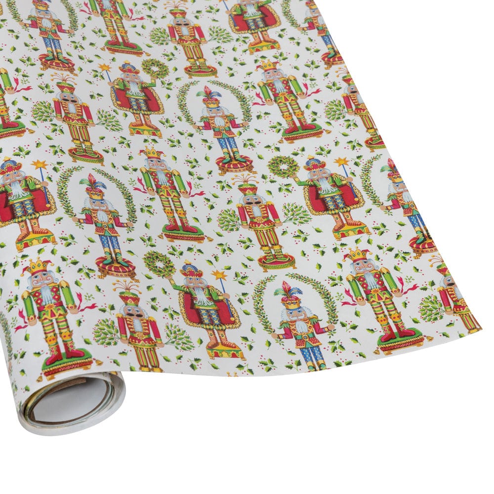 Caspari Nutcracker Christmas White Gift Wrap Paper - 30" x 8' Roll – Local Delivery Only