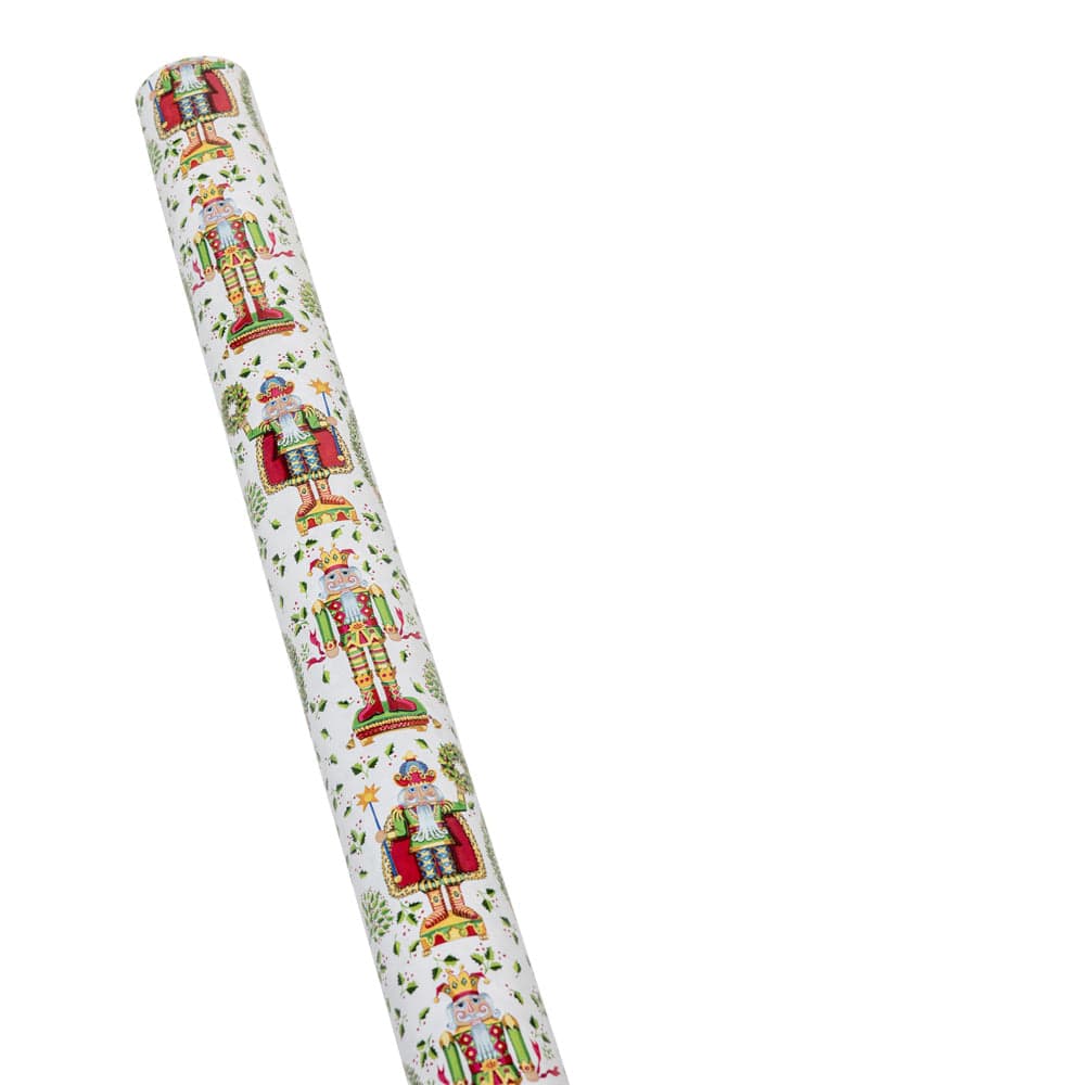 Caspari Nutcracker Christmas White Gift Wrap Paper - 30" x 8' Roll – Local Delivery Only