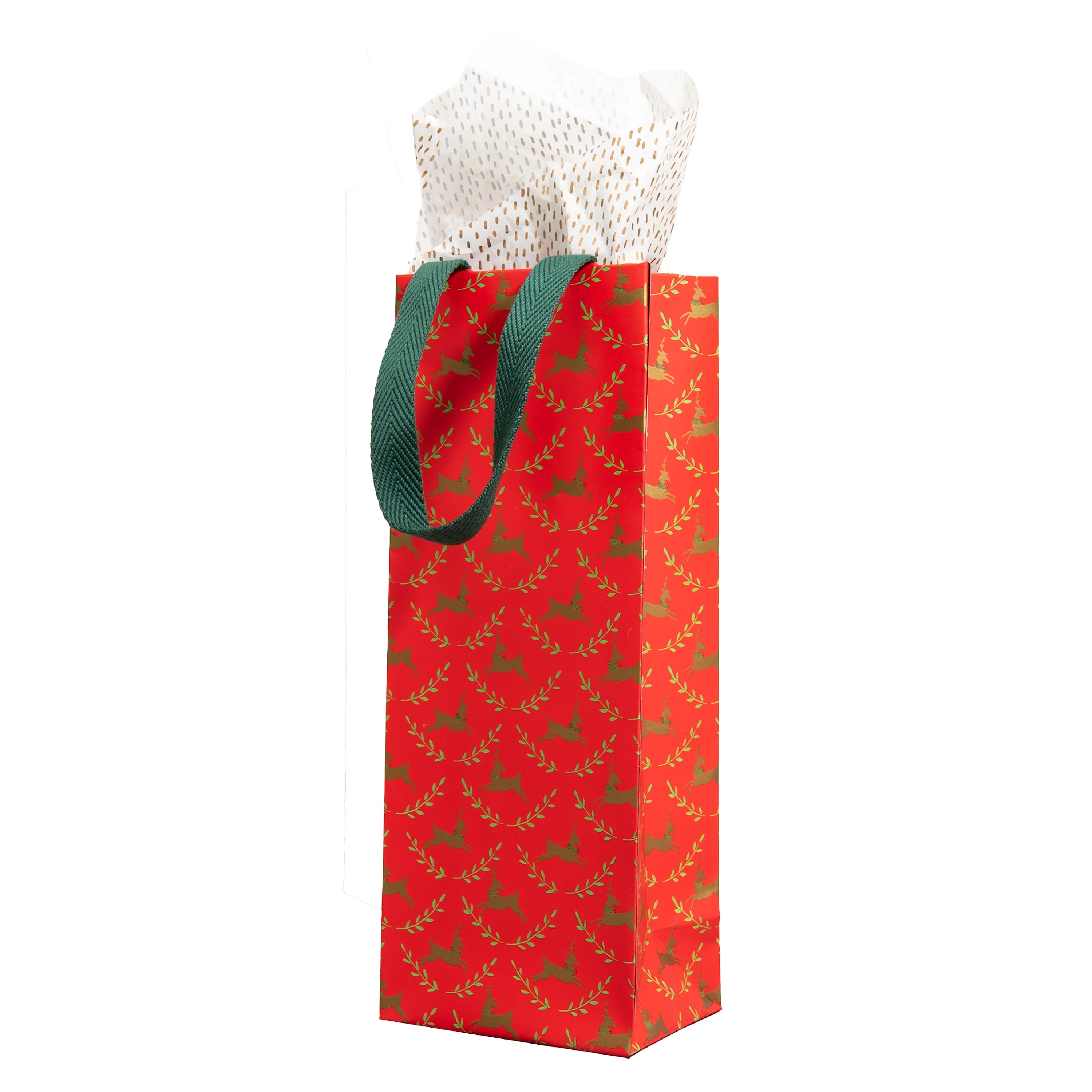 Caspari Little Reindeer Wine Bottle Gift Bag