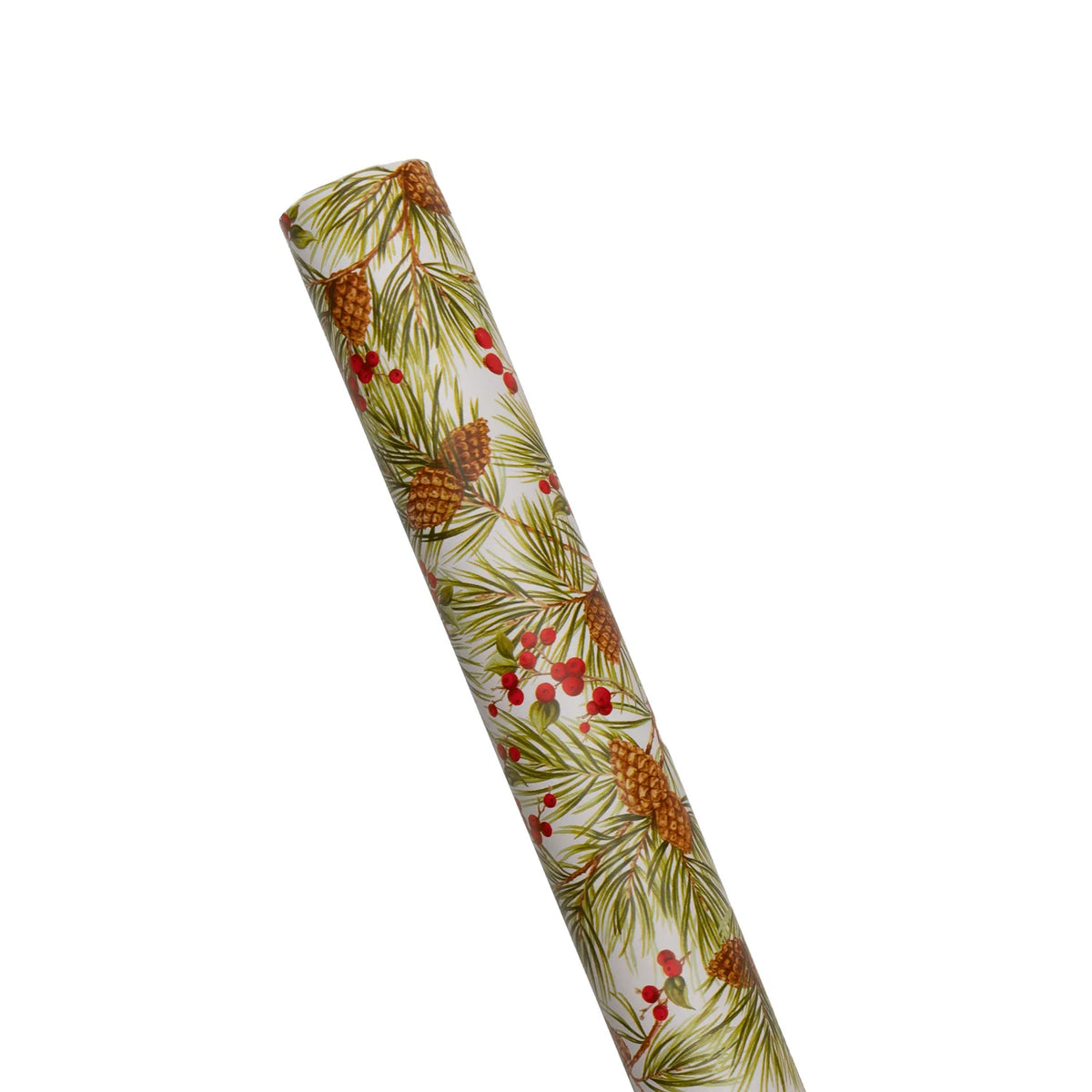 Caspari Evergreen And Berries White Gift Wrap Paper - 30" x 8' Roll – Local Delivery Only