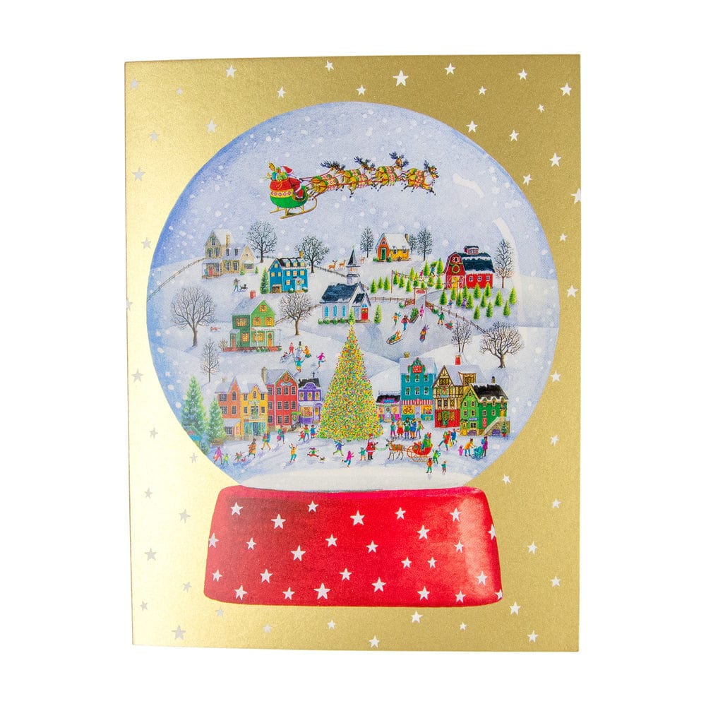 Caspari Winter Village Snowglobe Boxed Christmas Cards – 15 Cards/Envelopes