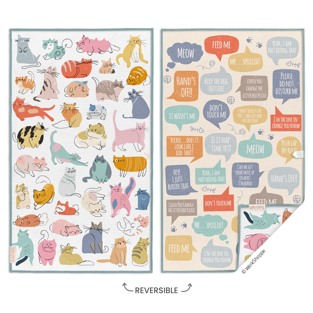 Werkshoppe Microfiber Double Sided Kitchen Towel – If Cats Could Talk