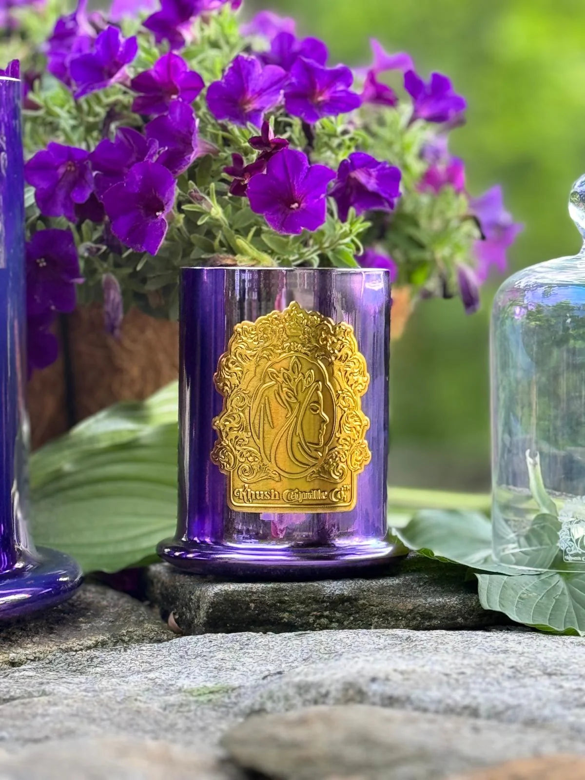 Khush Candle La Evelyn Collection – 3 Wick – Glass Purple Lacquer Candle – 35 oz