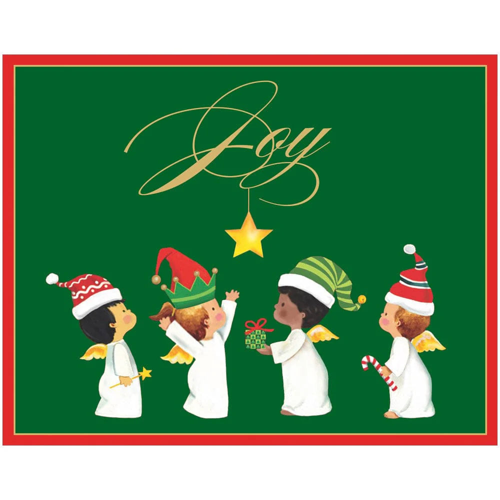 Caspari Joyous Baby Angels Petite Boxed Christmas Cards – 15 Cards/Envelopes