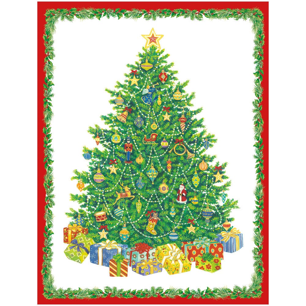 Caspari Christmas Tree Classic Boxed Christmas Cards – 15 Cards/Envelopes