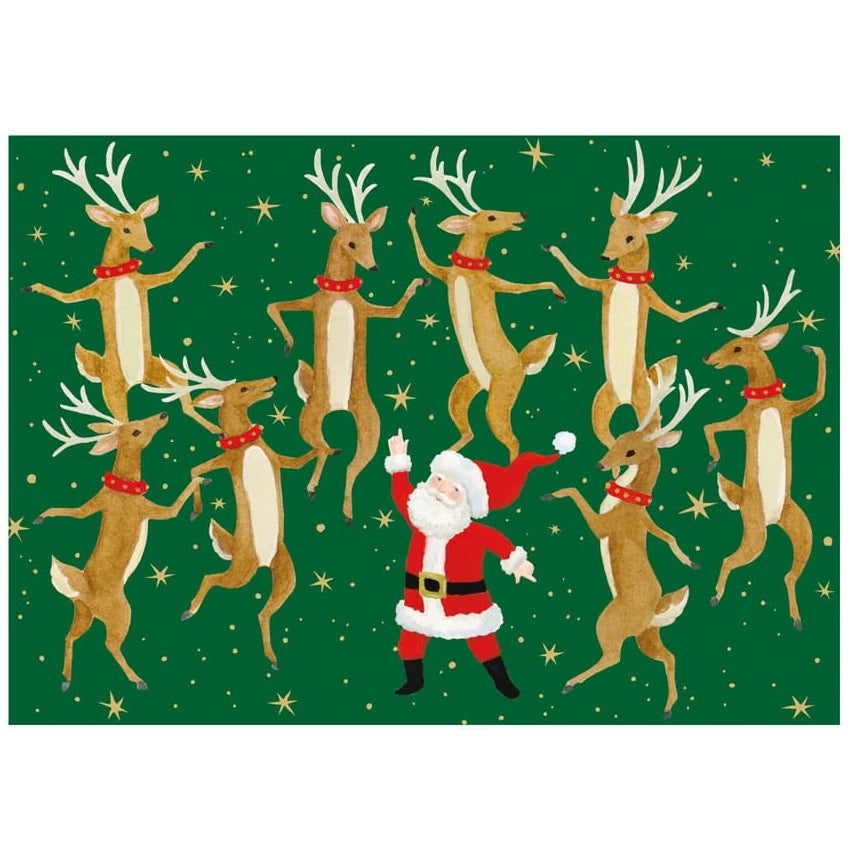 Caspari Disco Santa Small Boxed Christmas Cards - Box of 15