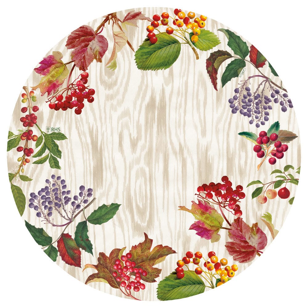 Caspari Berry Botanical Round Paper Placemats - 12 Per Package