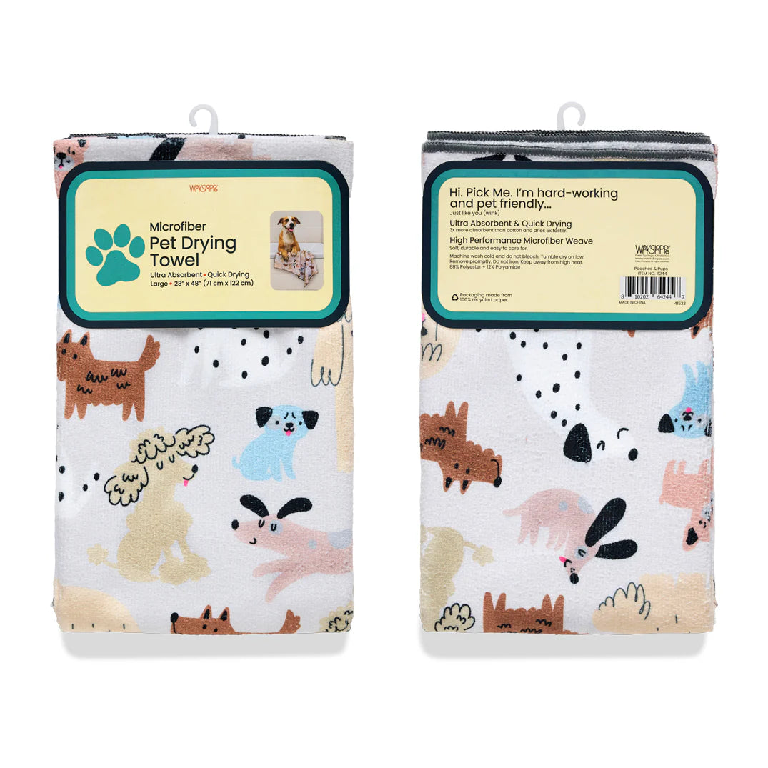 Werkshoppe Pooches & Pups Pet Drying Microfiber towel – 28" x 48"