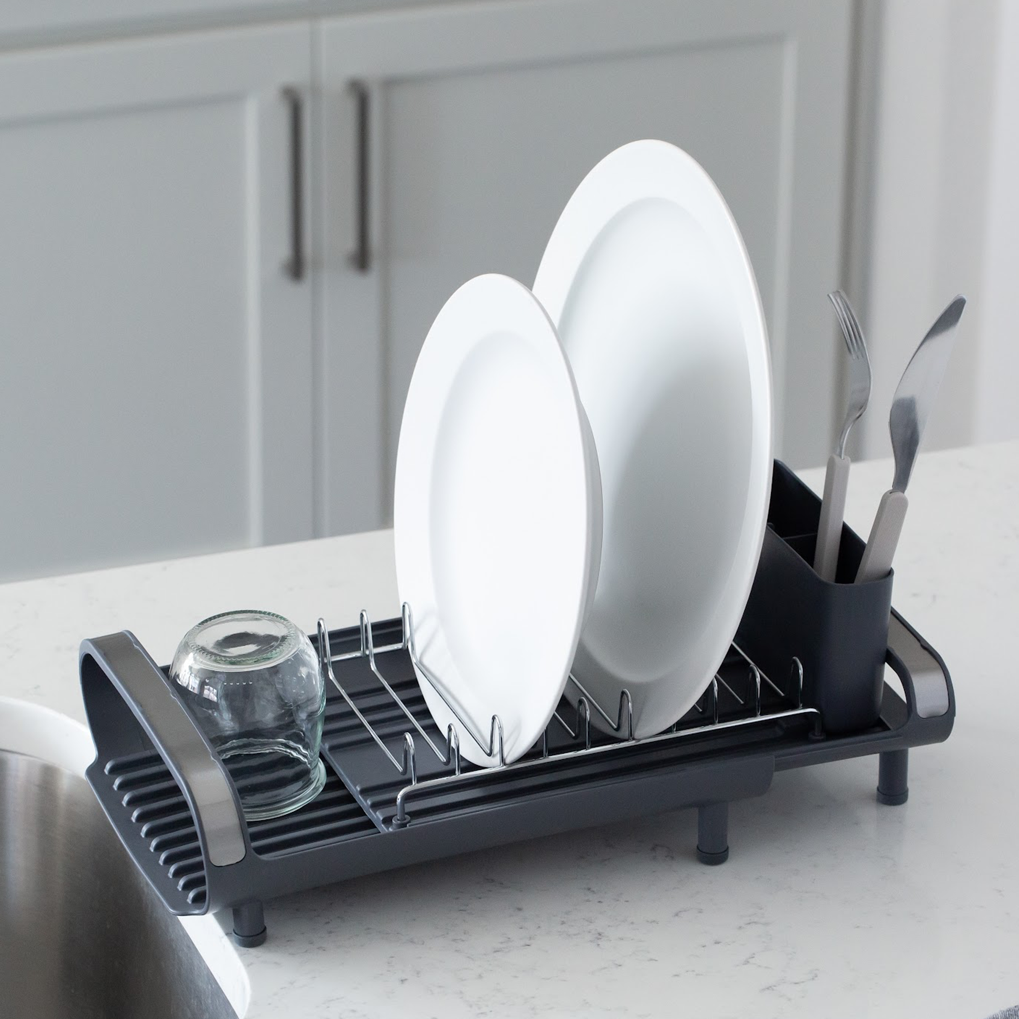 Compact Expanding Dish Rack - Grey