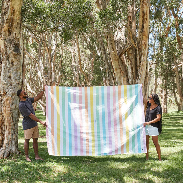 Dock & Bay Waterproof Striped Picnic Blanket - Unicorn Pastels