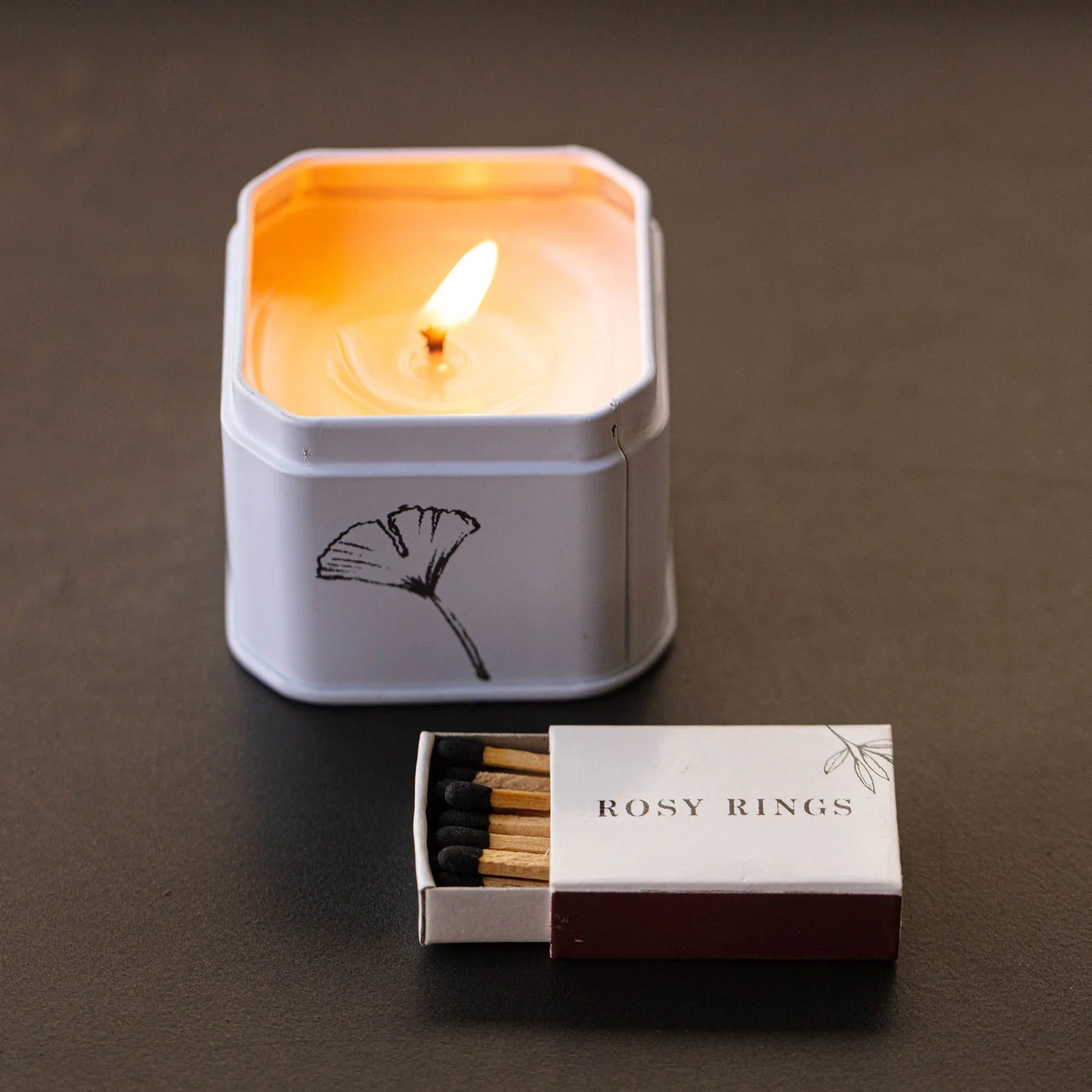 Rosie Rings Petite Tin Candle With Matches – 3oz. – Spicy Apple
