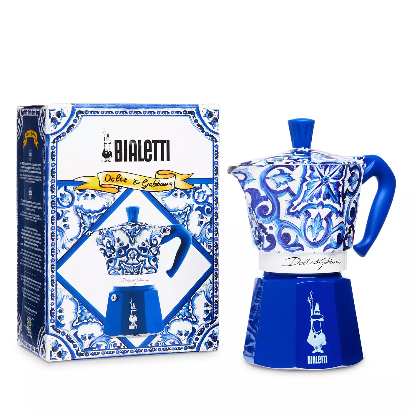 Bialetti Moka Express Dolce & Gabbana Stovetop Espresso Maker –  3 Cup – Mediterranean Blue