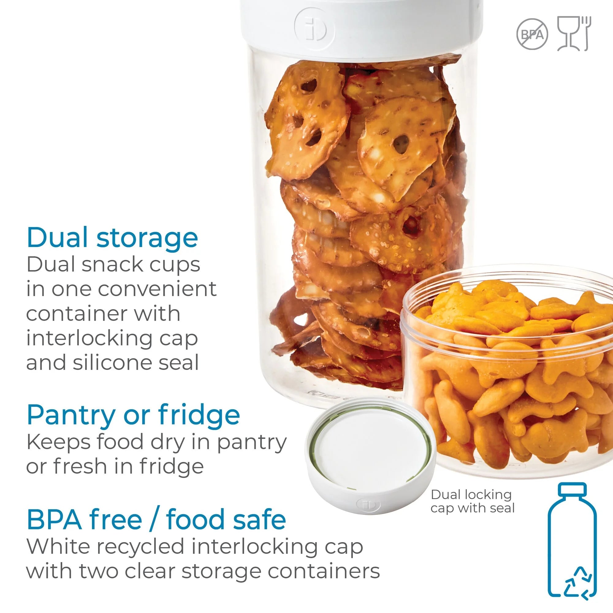 iDesign Recycled Plastic Stack n’ Snack Canister – Large – 3.6” x 3.6” x 8.3”