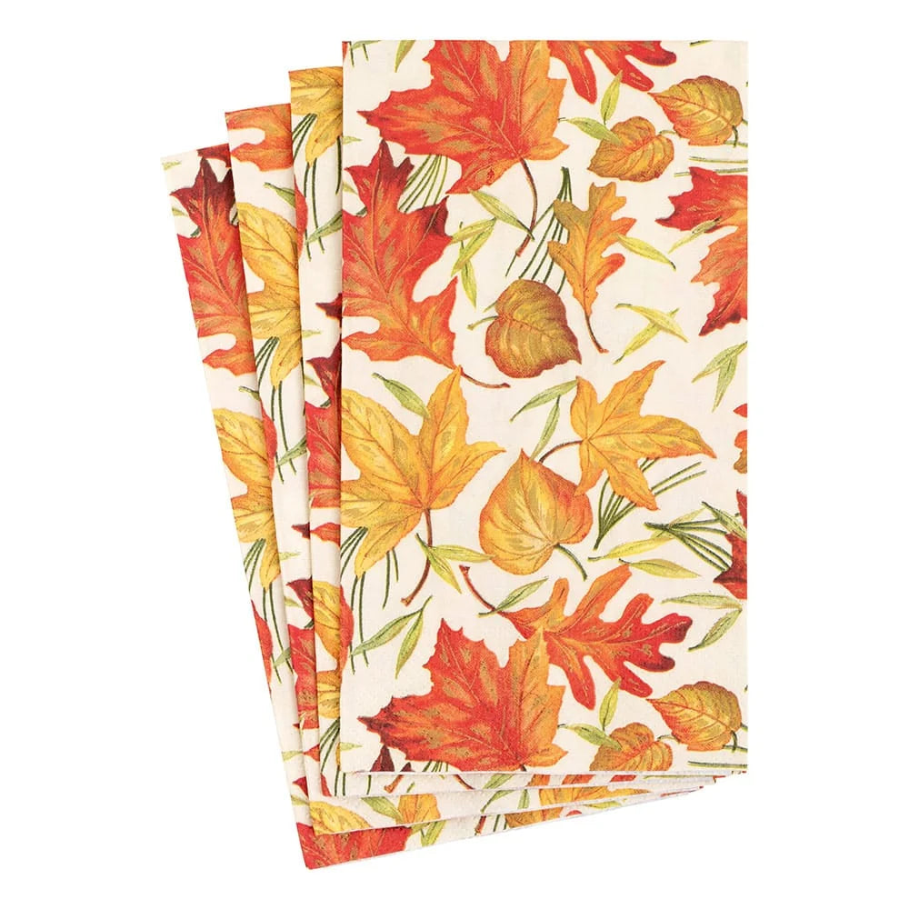 Caspari Woodland Leaves Ivory Paper Guest Towel – 15pk