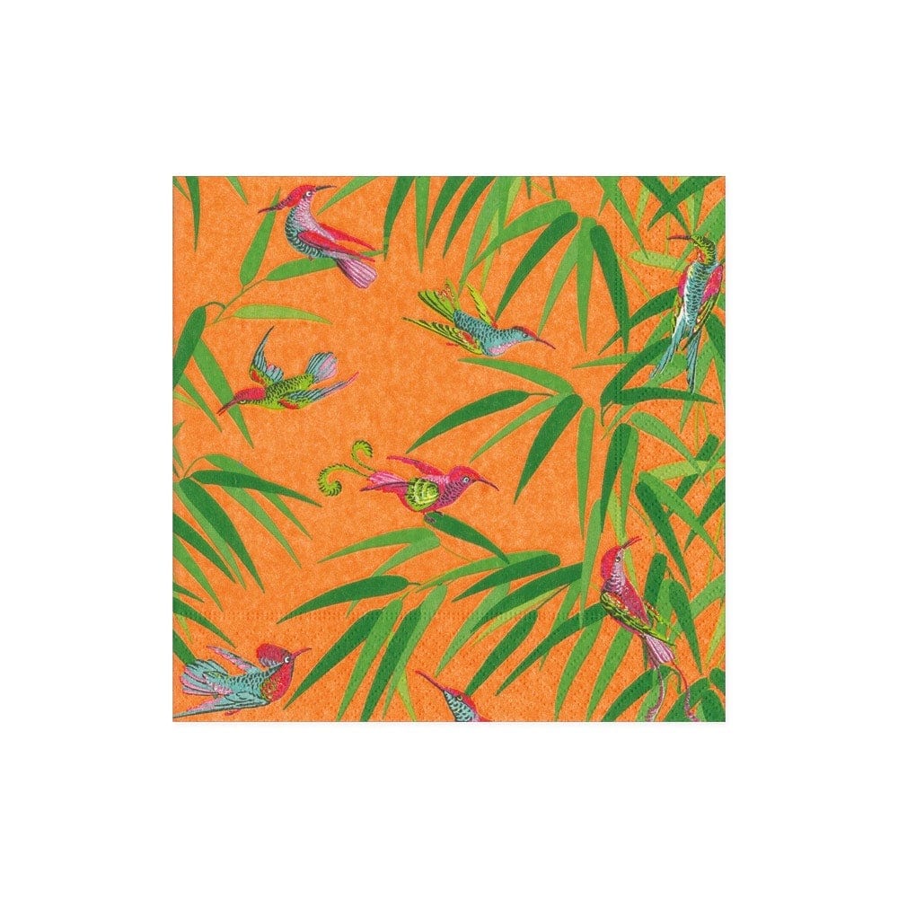 Caspari Birds in Paradise Paper Cocktail Napkins – Orange – 20pk