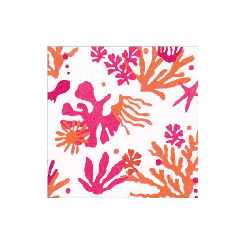 Caspari Matisse Coral Paper Cocktail Napkins – 20pk