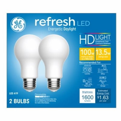 GE Refresh Daylight HD 100W Replacement LED Light Bulbs General Purpose A21 - 2 pk