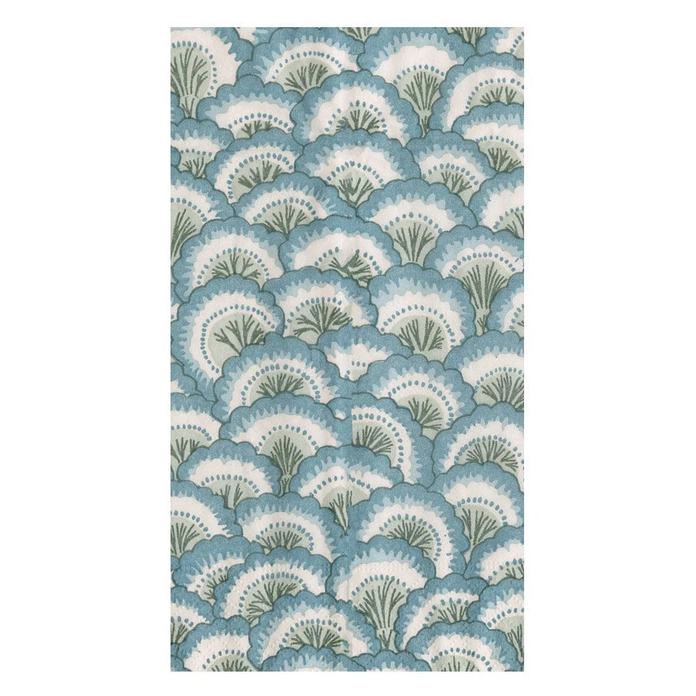 Caspari Pontchartrain Scallop Blue Paper Guest Towel Napkins – 15 Pk
