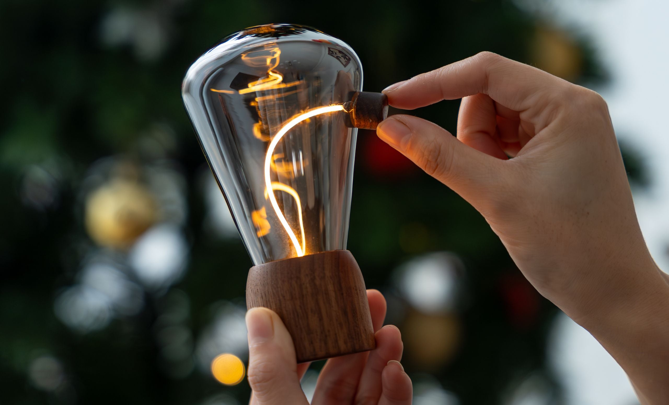 Gingko Opal Drift Light – Natural Walnut Wood – 2.6" × 5"