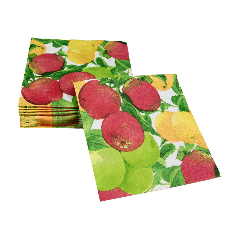 Caspari Apples Cocktail Napkins - Gold - 20pk (