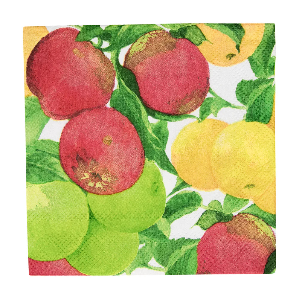 Caspari Apples Cocktail Napkins - Gold - 20pk (