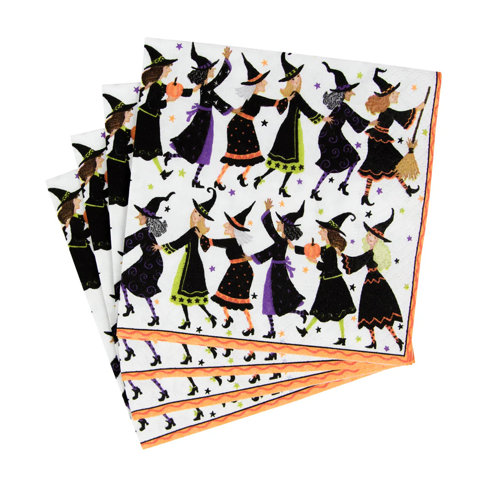 Caspari Witches Conga Line Beverage Napkin - 20pk