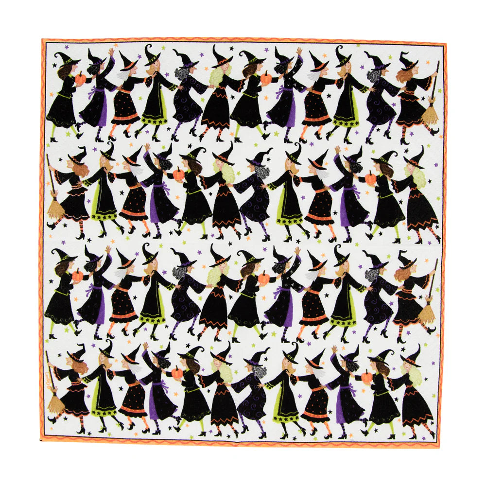 Caspari Witches Conga Line Beverage Napkin - 20pk