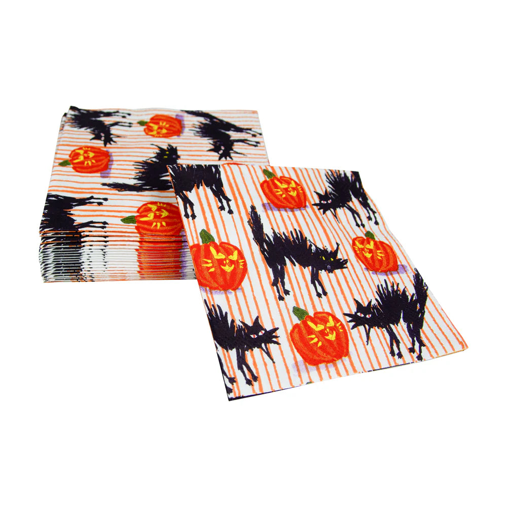 Caspari Halloween Cats Beverage Napkin - 20pk