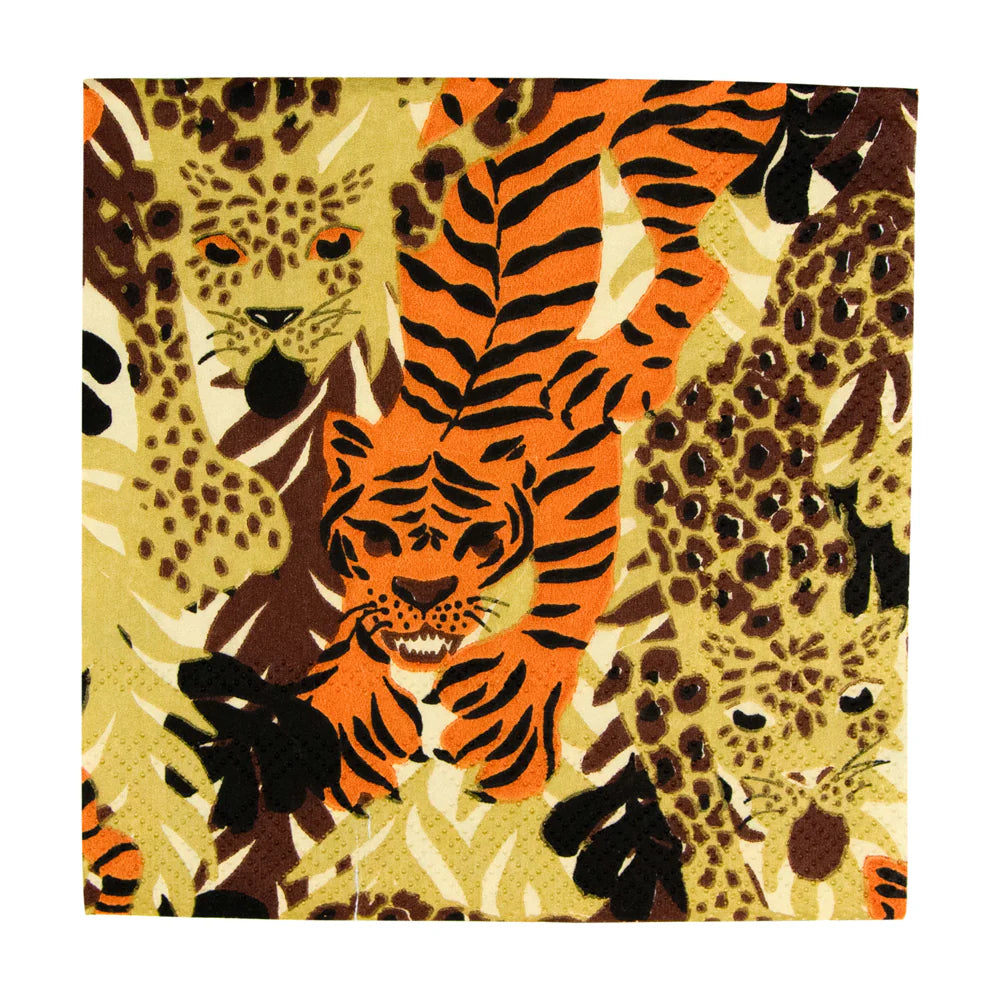 Caspari Wild Cats Beverage Napkin - 20pk