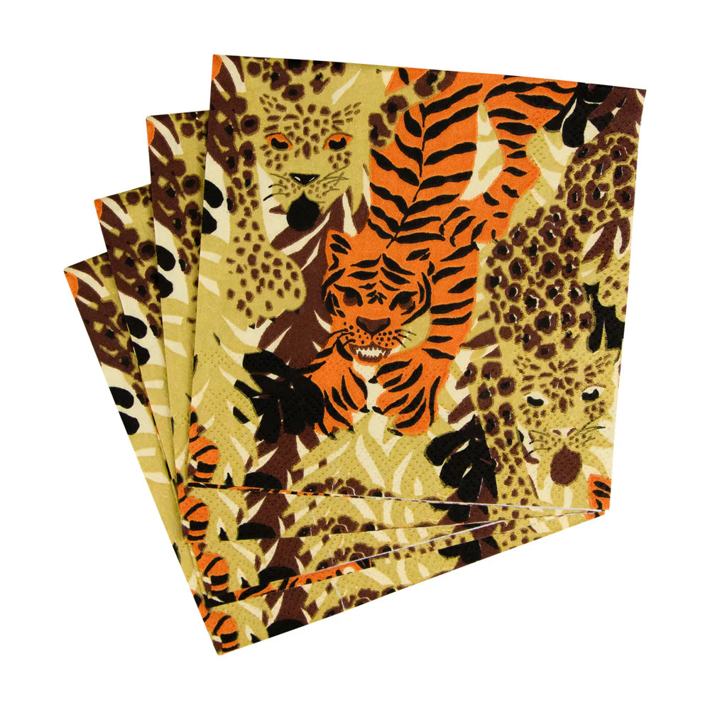 Caspari Wild Cats Beverage Napkin - 20pk