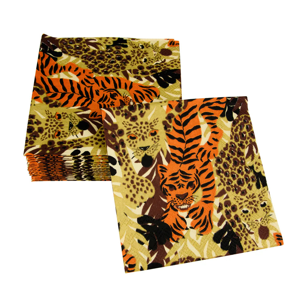 Caspari Wild Cats Beverage Napkin - 20pk