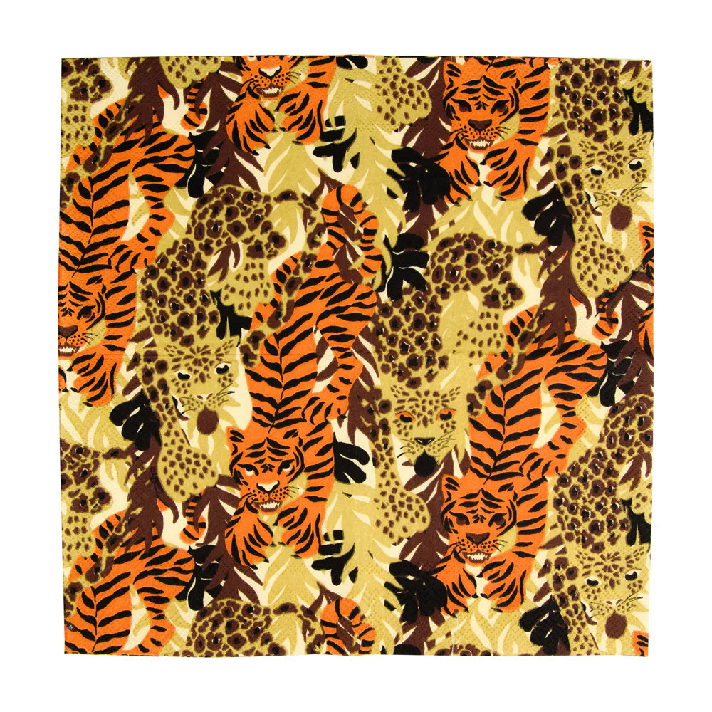 Caspari Wild Cats Beverage Napkin - 20pk