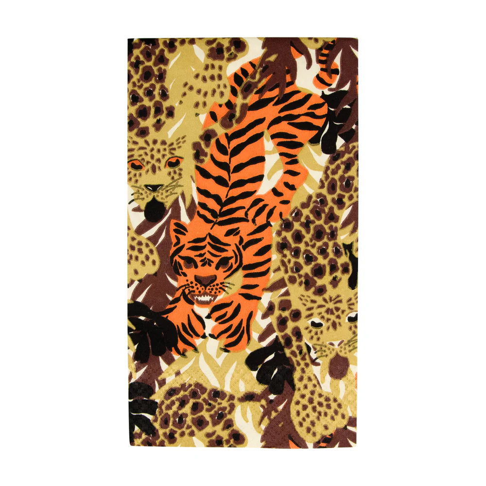 Caspari Wild Cats Guest Towel Napkins - 15 Pk