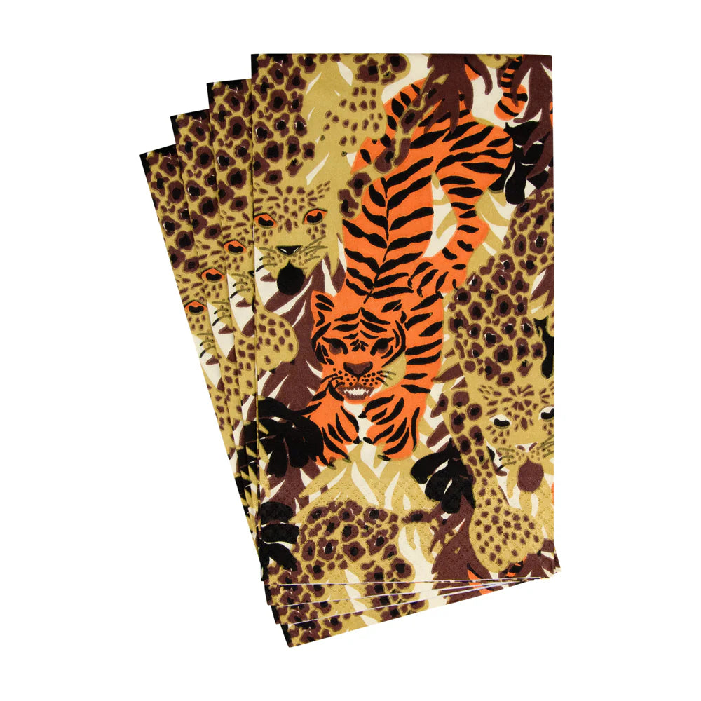 Caspari Wild Cats Guest Towel Napkins - 15 Pk