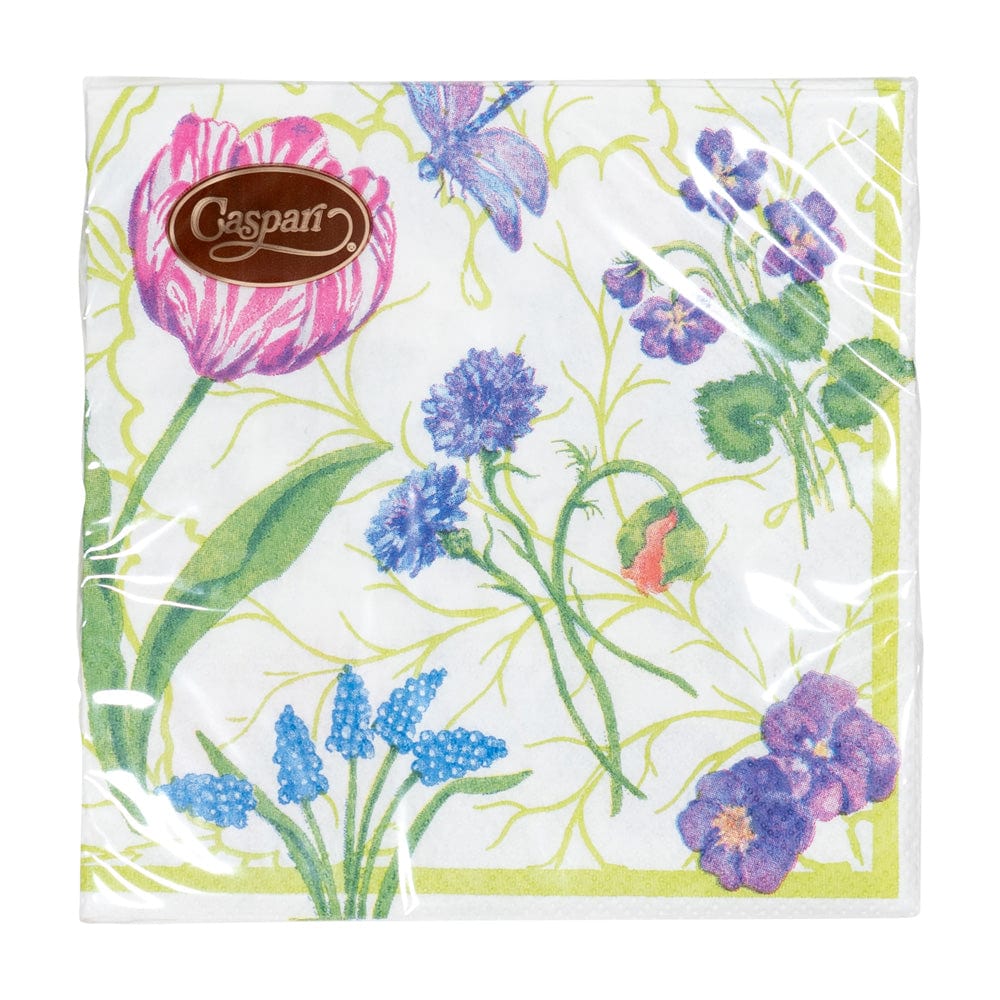 Caspari Paper Cocktail Napkins - Floral Majolica – 20pk