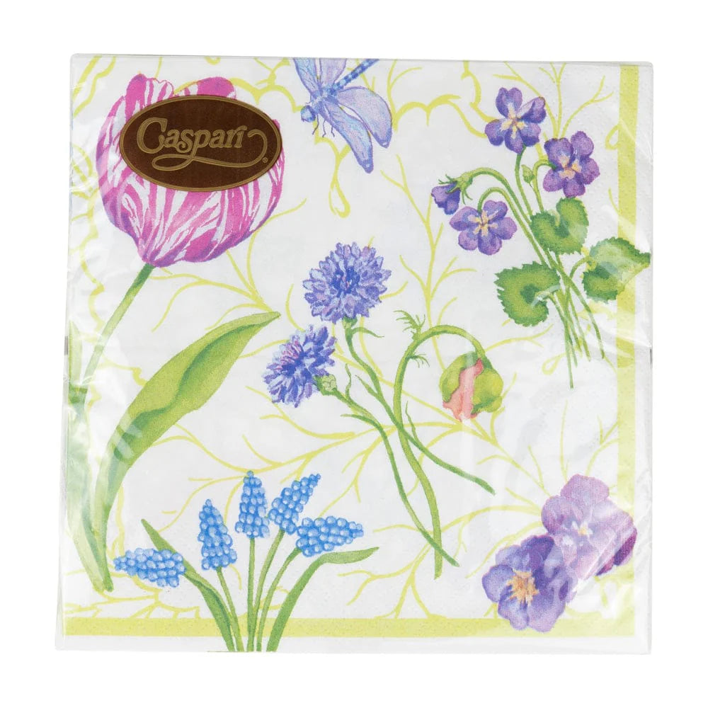 Caspari Paper Lunch Napkins - Floral Majolica – 20pk