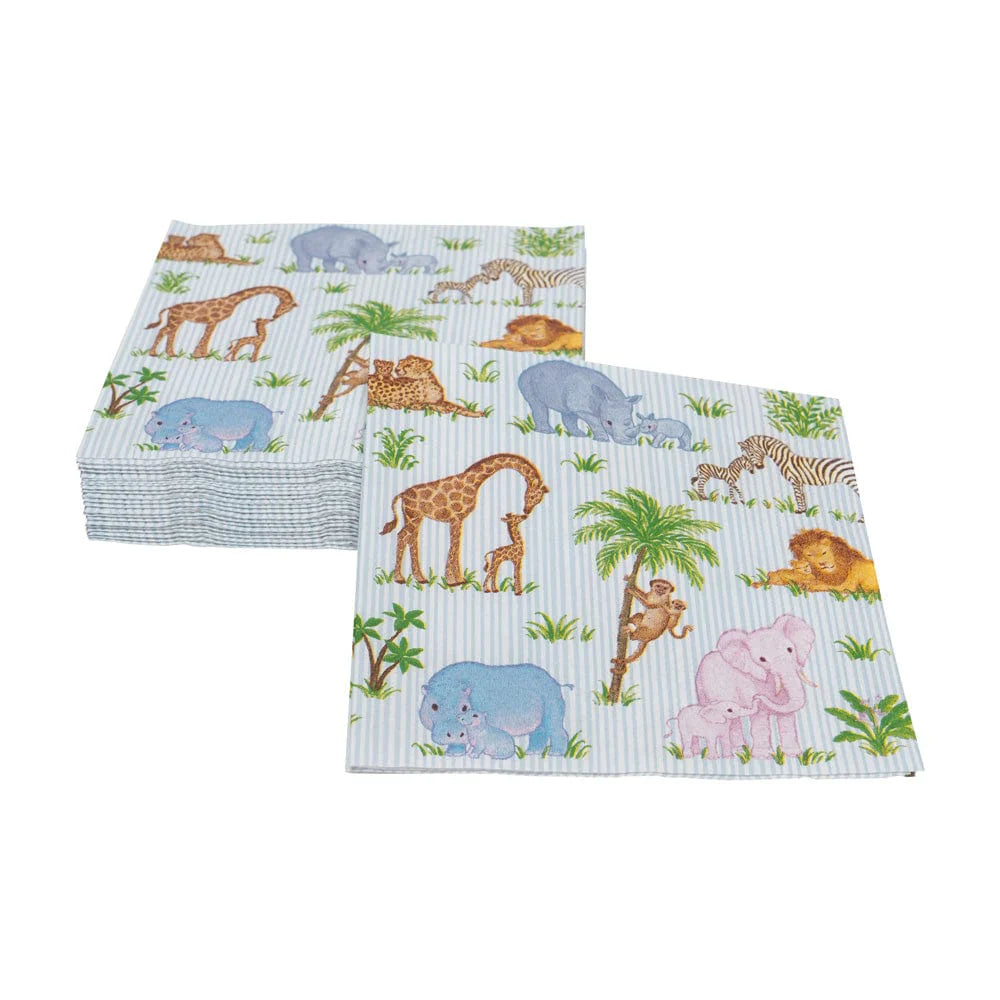 Caspari Paper Cocktail Napkins - Safari Baby – 20pk