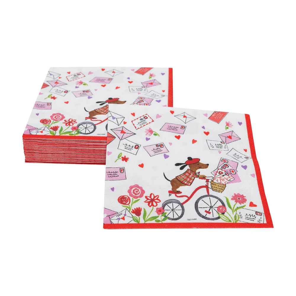 Caspari Love Notes Paper Cocktail Napkins – 20pk