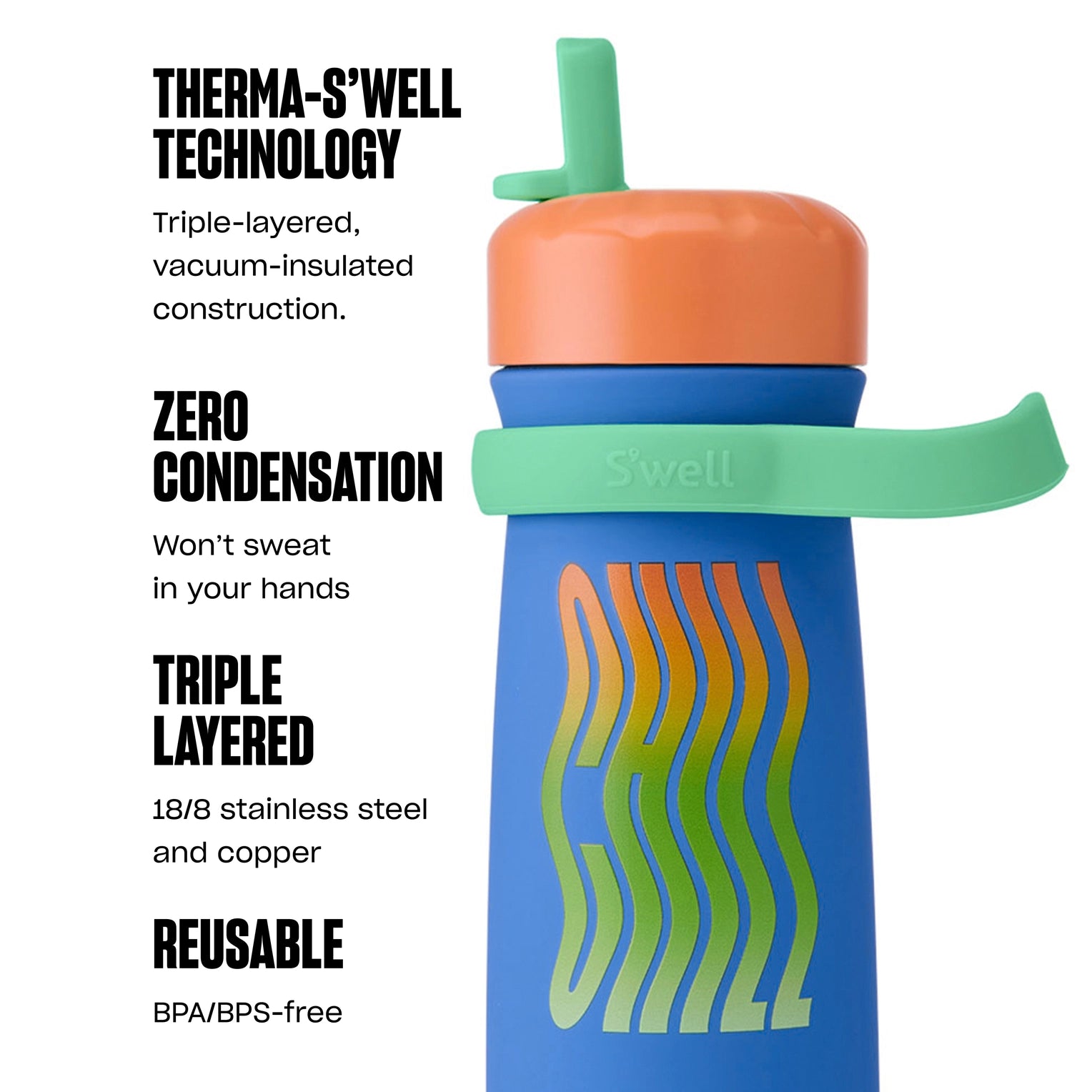 S'well Traveler with Flip Straw Lid – Blue Chill – 16oz