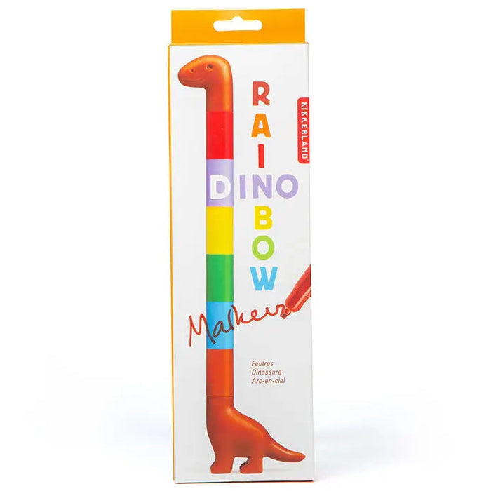 Kikkerland Rainbow Dinosaur Stackable Markers – 6 Colors