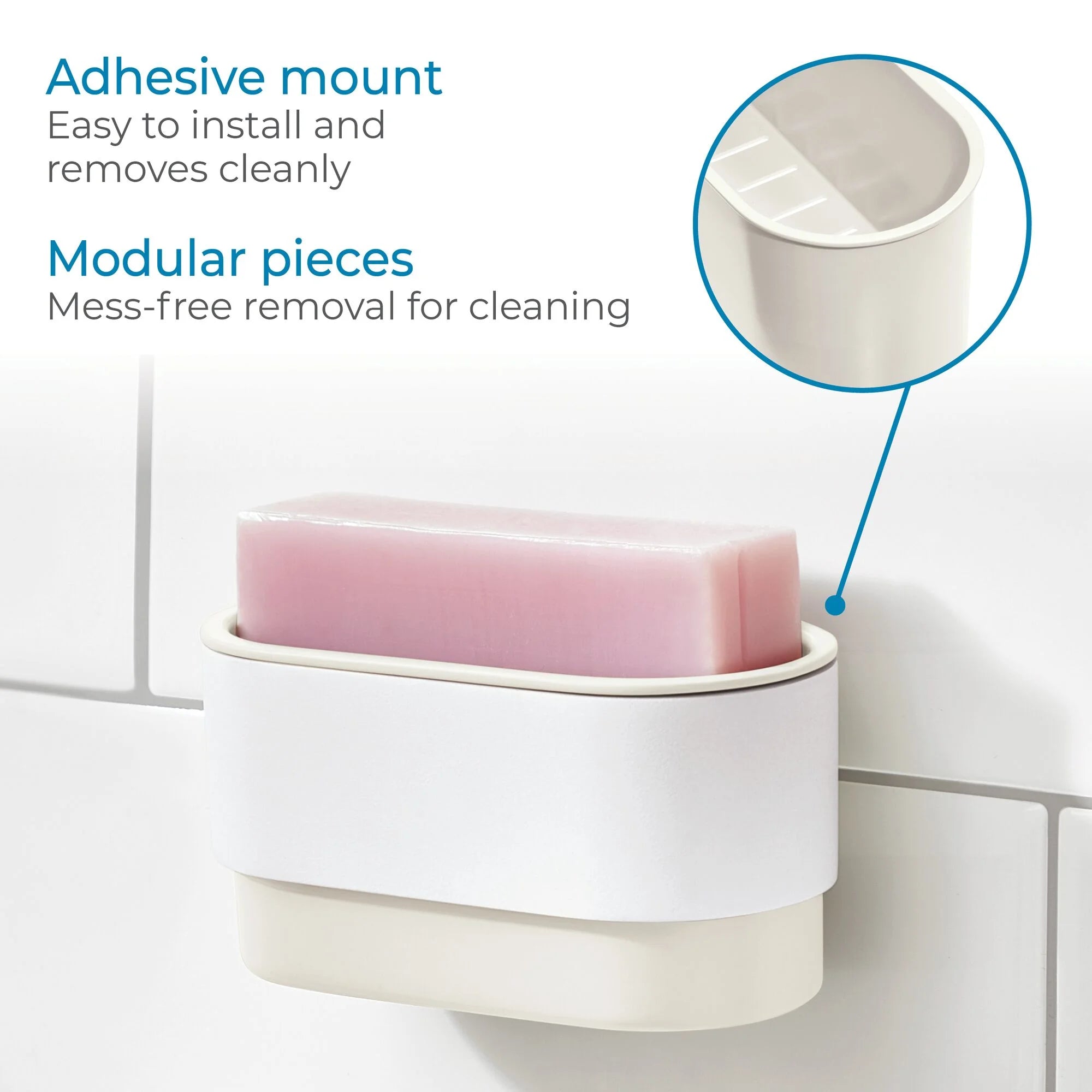 iDesign Self-Adhesive Soap Dish – White