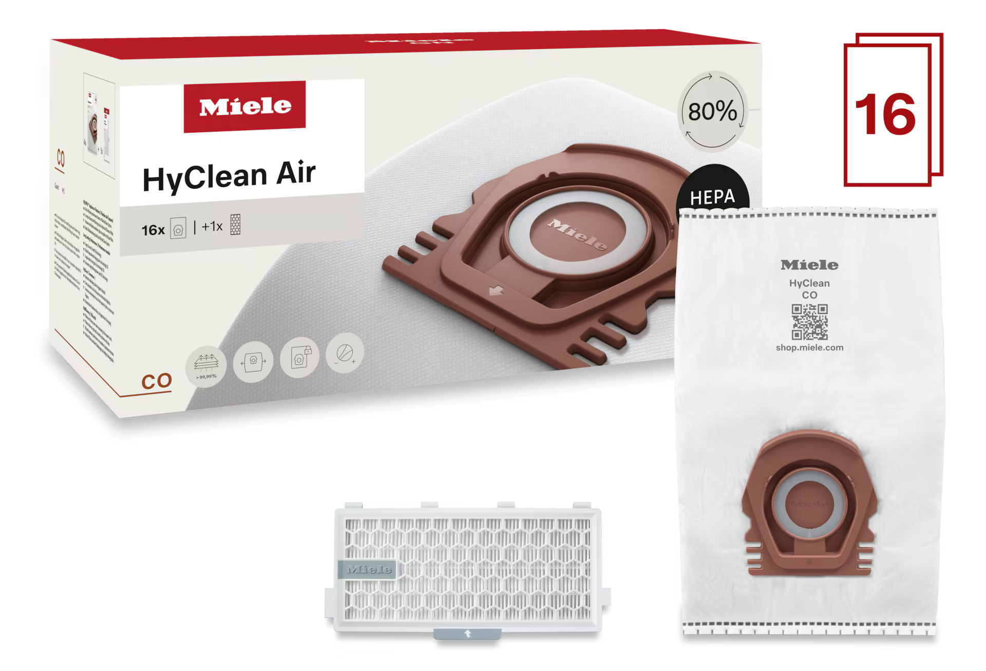 Miele CO HyClean Air For Classic Guard M1 Canister Vacuum  16 Bags & HEPA Filter – Value Pack