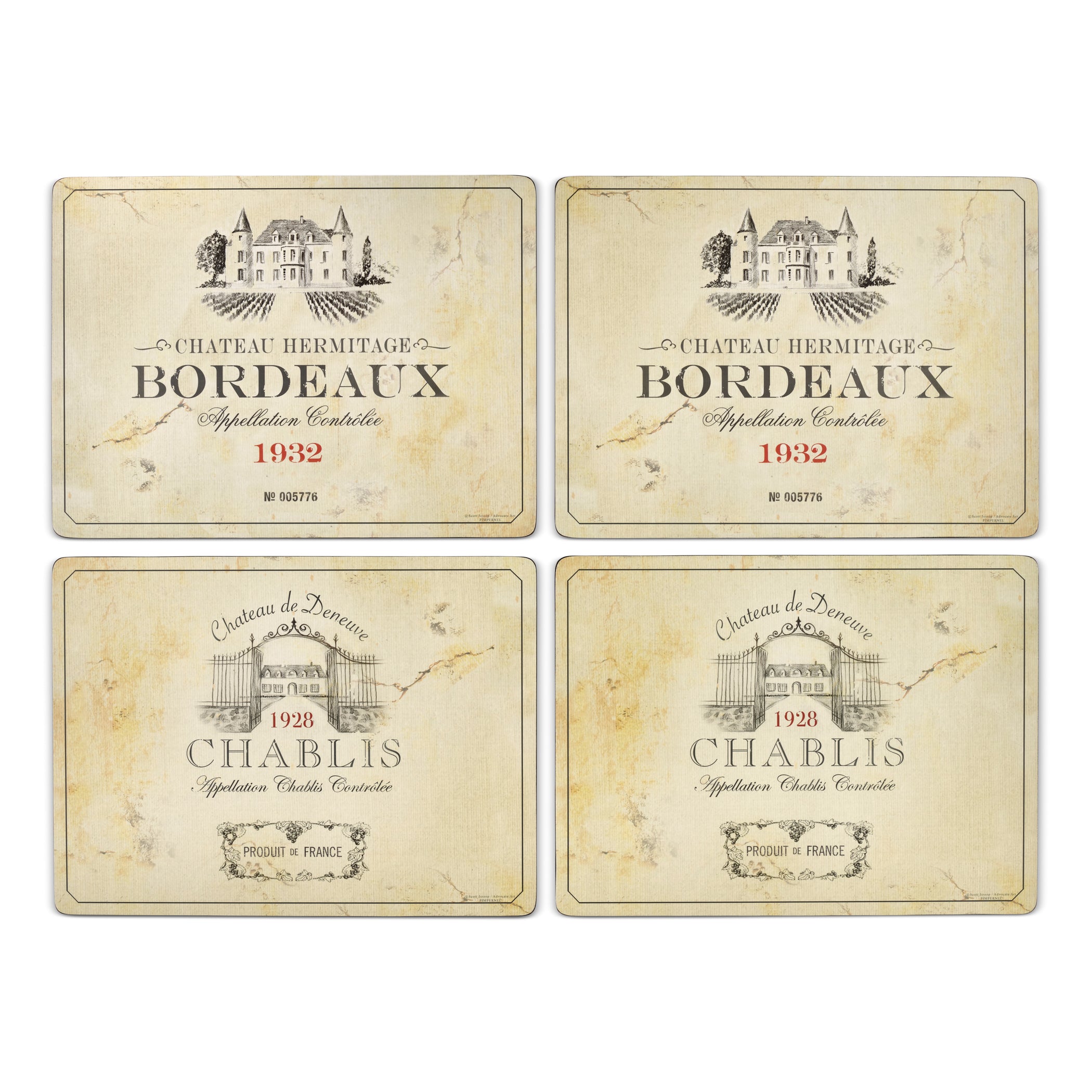 Vin de France Cork Bottom Hard Placemats – Set of 4