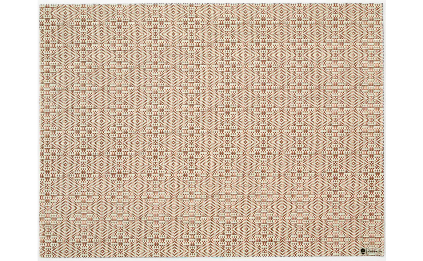 Chilewich Boxwood Geometric Lace  Weave Rectangle Placemat – Burnt Coral